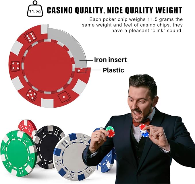 100PCS Red Poker Chips, Casino Poker Chips Set, 11.5 Gram Plastic Poker Chips Clay Blank Game Chips for Poker Card Games Texas Holdem Blackjack Gambling (Red)