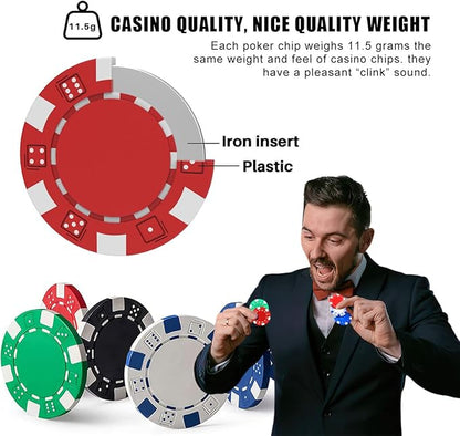 100PCS Red Poker Chips, Casino Poker Chips Set, 11.5 Gram Plastic Poker Chips Clay Blank Game Chips for Poker Card Games Texas Holdem Blackjack Gambling (Red)