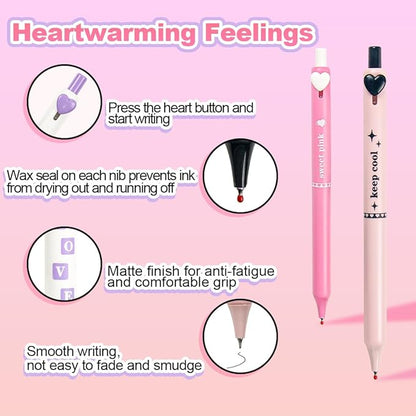 Gel Pens 5-Pack Quick-Dry Smudge-Resistant Ink, Writing Tools for School, Office, Creative Projects | Aesthetic Gift Set for Students/Teachers/Nurses/Professionals (Pink)