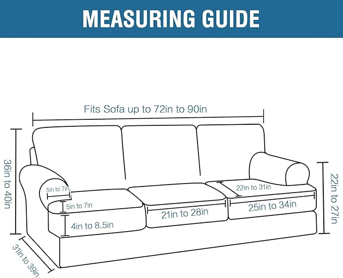 H.VERSAILTEX Sofa Cover 4 Piece T Cushion Sofa Slipcovers Thick Velvet Couch Cover Stretch T Cushion Sofa Covers for 3 Cushion Couch with 3 Individual T Cushion Covers, Bronze Brown