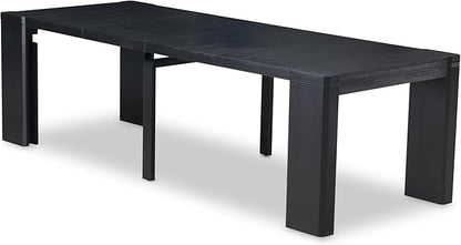 X07EL-BC6-35 - 10-Pc Kitchen Table Set a Rectangular Dining Table with a coffee Table wooden Bench & 7 Doeskin Linen Fabric Dining Chair, 39x120 Inch, Wire Brushed Black