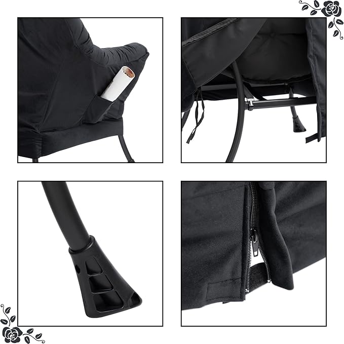 HollyHOME Fabric Large Lazy Chair for Living Room Chair Accent Reading Chair Cozy Lounge Chair with Armrest Leisure Sofa Chair for Bedroom, Dorm, Black