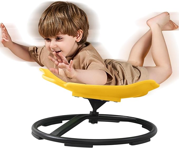 Autism Sensory Spinning Swivel Chair for Autistic Kids, 360° Spin Seat Toy for Children with Autism & ADHD, Sit and Spin Sensory Chair for Balance and Motion Training, Sensory Toys for Kids (Yellow)