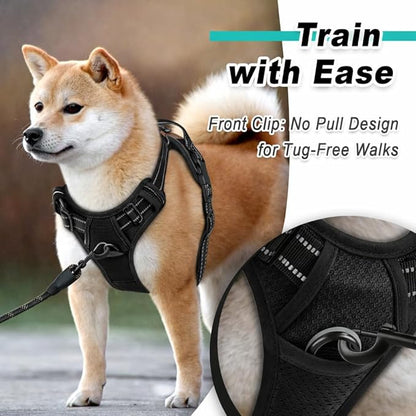 BARKBAY Dog Harness No Pull Mesh for Large Dogs - Adjustable, Reflective, Comfortable, No Choke, Heavy-Duty - Perfect for Outdoor Training, Walking, and Hiking - Strong & Durablee - XL & Black Mesh
