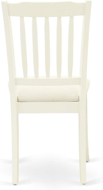 East West Furniture LGDA7-LWH-C 7 Piece Modern Dining Table Set Consist of a Rectangle Wooden Table with Butterfly Leaf and 6 Linen Fabric Dining Room Chairs, 42x84 Inch, Linen White