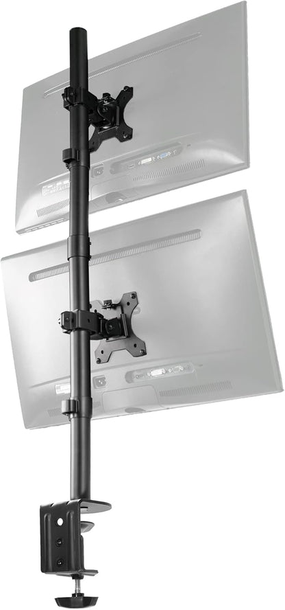 VIVO Dual Vertically Stacked Monitor Desk Mount, Extra Tall Adjustable Stand for 2 Ultrawides up to 34 inches, 22 lbs Capacity, Black, STAND-V002T