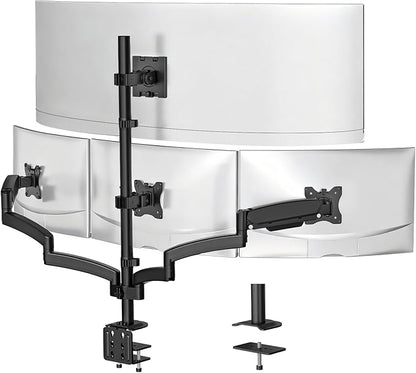 WALI 4 Monitor Mount for 13-49 inch Ultrawides on Top Bracket and 27 inch Screens on Lower Brackets, Heavy Duty Gas Spring Arm Extra Tall Quad Monitor Stand, up to 44 lbs (GSDM004S-P), Black
