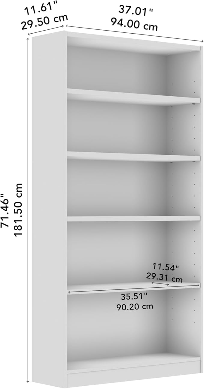 Bush Furniture Universal Tall 5 Shelf Bookcase in Black Walnut, Vertical Storage and Display Bookshelf for Home Office or Living Room Organization