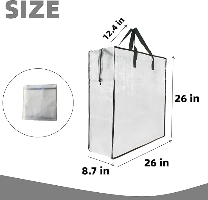 6 Pack Clear Storage Bags with Zipper and Handles, Blanket Bags For Closet Storage, Moving and Packing Supplies for College, Underbed Storage Organizer for Clothes Pillow Bedding Christmas Wreath
