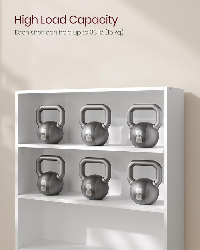 VASAGLE Set of 2 Bookshelves, 30 Inches Wide, 5-Tier Open Bookcases with Adjustable Storage Shelves, Floor Standing Units, Cloud White ULBC175T14-2