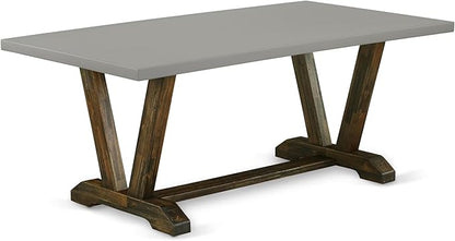 East West Furniture V797MZ716-5 5 Piece Dining Set Includes a Rectangle Dining Room Table with V-Legs and 4 Dark Khaki Linen Fabric Upholstered Parson Chairs, 40x72 Inch, Multi-Color