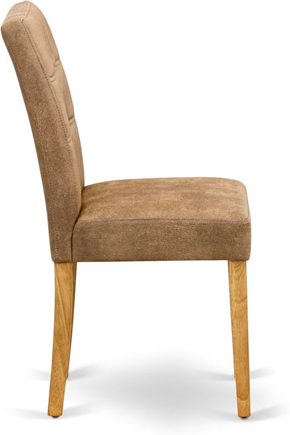 East West Furniture ANAS5-OAK-28 5 Piece Mid Century Dining Set Includes A Dinning Table and 4 Brown Textured Polyester Fabric Padded Chairs, Oak