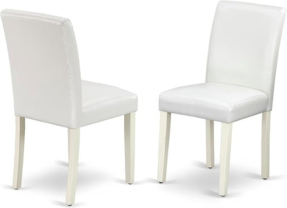 East West Furniture CAAB5-LWH-64 5 Piece Dining Room Furniture Set Includes a Rectangle Dining Table and 4 White Faux Leather Upholstered Parson Chairs, 36x60 Inch, Linen White