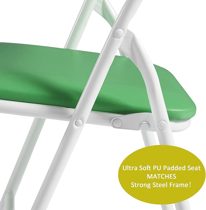 VECELO Kids Folding Activity Table and Chairs 5 Pcs Set, Portable, with Ultra Soft Padded Cushion, Green
