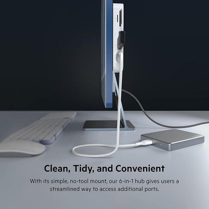 Belkin 6-in-1 USB-C Hub, iMac 24 inch Docking Station with SD & microSD Card Reader, Gigabit Ethernet, 2 USB-A Ports, and USB-C Port for Fast Data Transfers and Peripherals