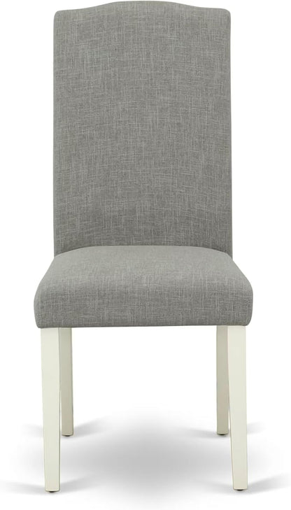 East West Furniture V097EN206-6 6 Piece Kitchen Table Set Contains a Rectangle Dining Table and 4 Dark Shitake Linen Fabric Upholstered Chairs with a Bench, 40x72 Inch, Multi-Color