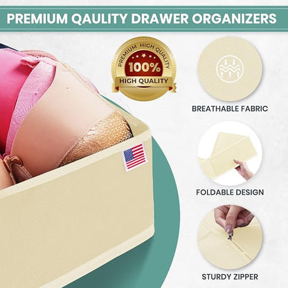 RFAQK Dresser Drawer Organizer Clothes-18 Pack Underwear Clothing Drawer Organizer for Baby, Nursery, Closet-Foldable Fabric Drawer Dividers for Bedroom, Storage Bins for Bra, Socks, Belt, Tie-Beggie