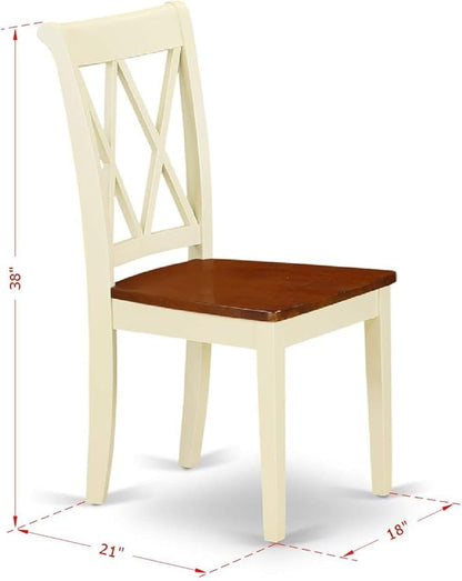 East West Furniture DOCL7-BMK-W 7 Piece Dining Room Furniture Set Consist of a Rectangle Wooden Table with Butterfly Leaf and 6 Kitchen Dining Chairs, 42x78 Inch, Buttermilk & Cherry