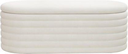 Storage Ottoman Bench 40 inch Upholstered Chenille Fabric Storage Bench for Bedroom End of Bed Stool Aesthetic Large Storag Ottoman for Living Room Entryway,Beige White