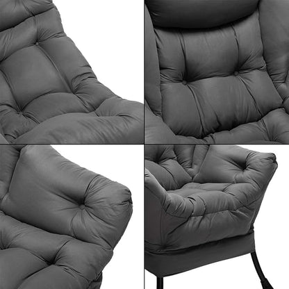 HollyHOME Large Fabric Lazy Chair for Living Room Cozy Accent Reading Chair with Armrests Comfy Lounge Sofa Chair for Bedroom, Dorm & Small Spaces | Dark Grey