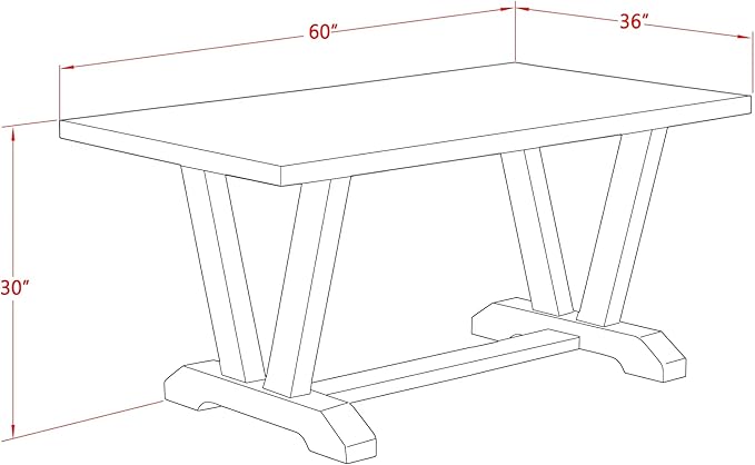 East West Furniture V626VE650-6 6 Piece Kitchen Table Set Contains a Rectangle Dining Table with V-Legs and 4 Dark Gotham Linen Fabric Parson Chairs with a Bench, 36x60 Inch, Multi-Color