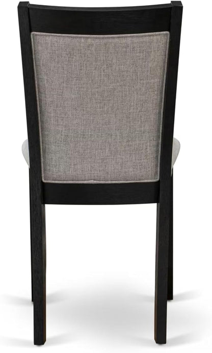 East West Furniture V677MZ606-6 6 Piece Dinette Set Contains a Rectangle Dining Room Table with V-Legs and 4 Shitake Linen Fabric Parson Chairs with a Bench, 40x72 Inch, Multi-Color