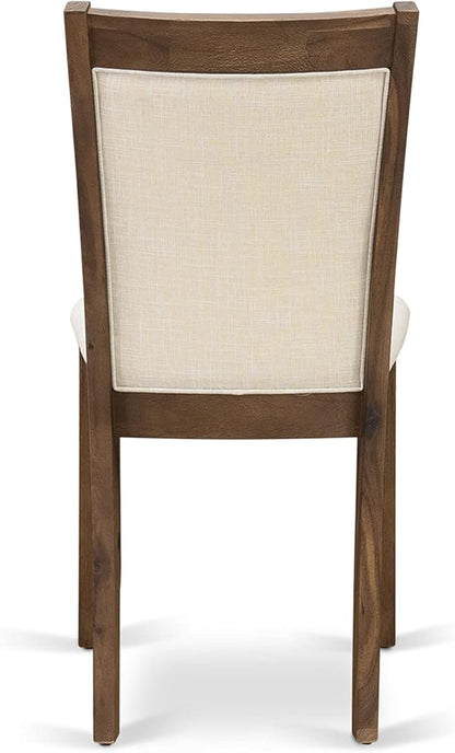 East West Furniture X777MZN32-9 9 Piece Dining Room Set Includes a Rectangle Kitchen Table with X-Legs and 8 Light Beige Linen Fabric Parson Dining Chairs, 40x72 Inch, Multi-Color