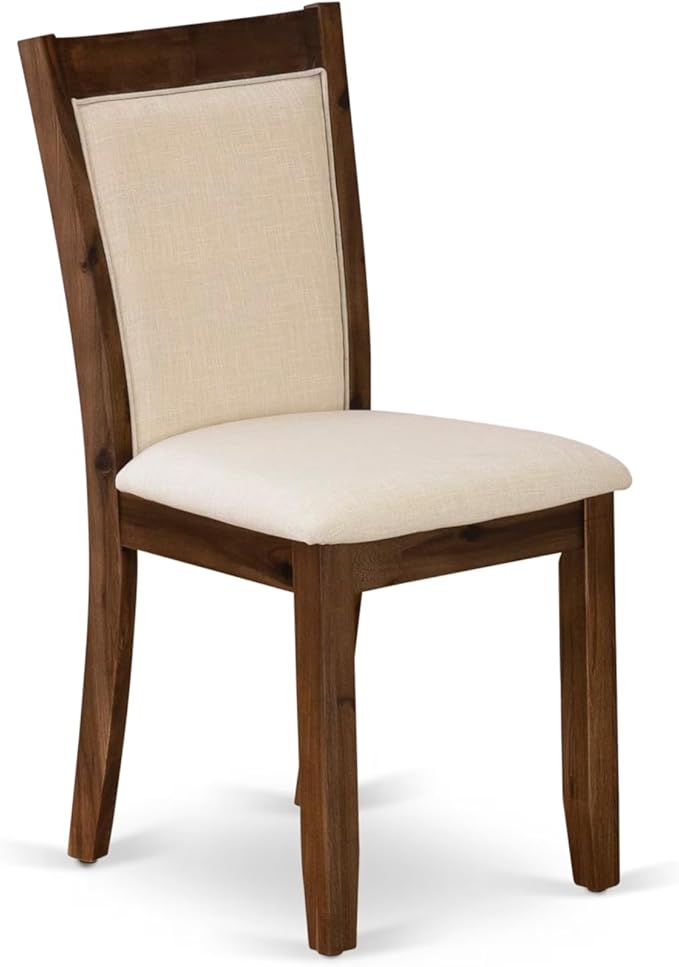 East West Furniture V777MZN32-5 5 Piece Modern Dining Table Set Includes a Rectangle Wooden Table with V-Legs and 4 Light Beige Linen Fabric Upholstered Chairs, 40x72 Inch, Multi-Color