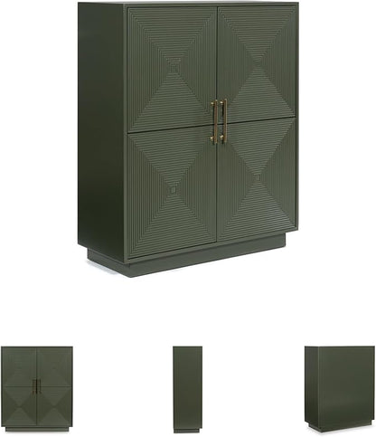 Signature Design by Ashley Geirwood Contemporary Accent Cabinet with Shelf and Geometric Pattern, Green