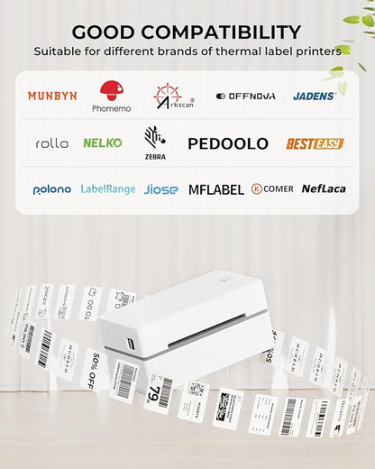 MUNBYN 2x1 Inch Thermal Sticker Labels, Address Barcode Self-Adhesive Label Paper for Direct Thermal Printer and Business, Shipping Mailing Name Rectangle White Stickers, 12000 Sheets/12 Rolls