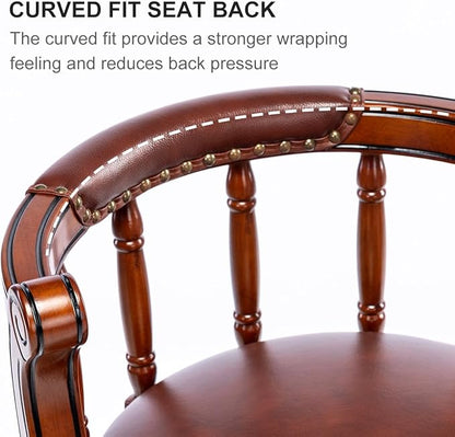 Cow top Leather Wooden Bar Stools, 360 Degree Swivel Bar Height Chair with Backs for Home Kitchen Counter, Morden Chair Barstools (Dark Blue 2pcs, Bar Height-Seat Height 29.5”)