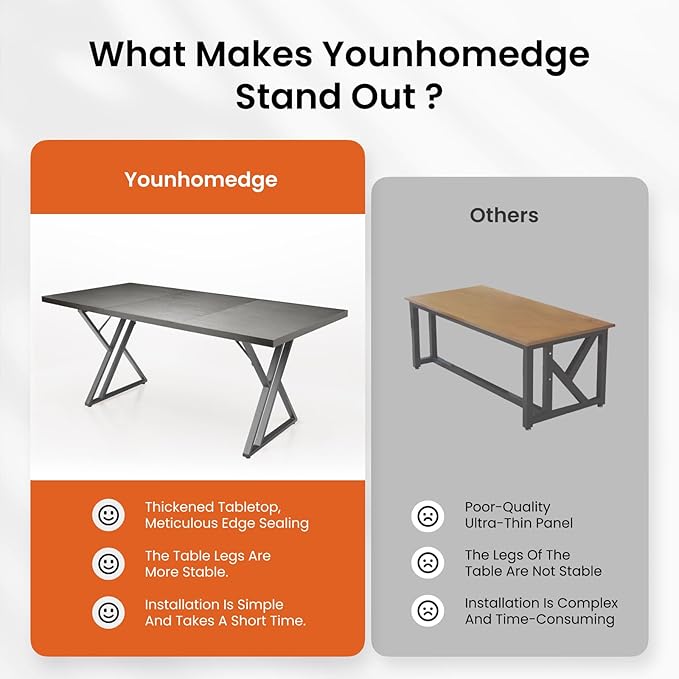 70.9Inch Office Desk, Executive Office Desk，Modern Industrial Style, Z-Shaped Table Legs, Country Black Wood Grain Top, for Home Office, Study, Conference (Ash Black)