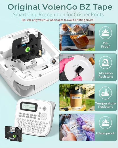 Label Maker Machine with 4 Tapes, D210s Labelmaker, Replacement for Brother Ptouch Label Maker Machine, Waterproof Removable Freezer Food-Labels for Jars/Containers/Bottle