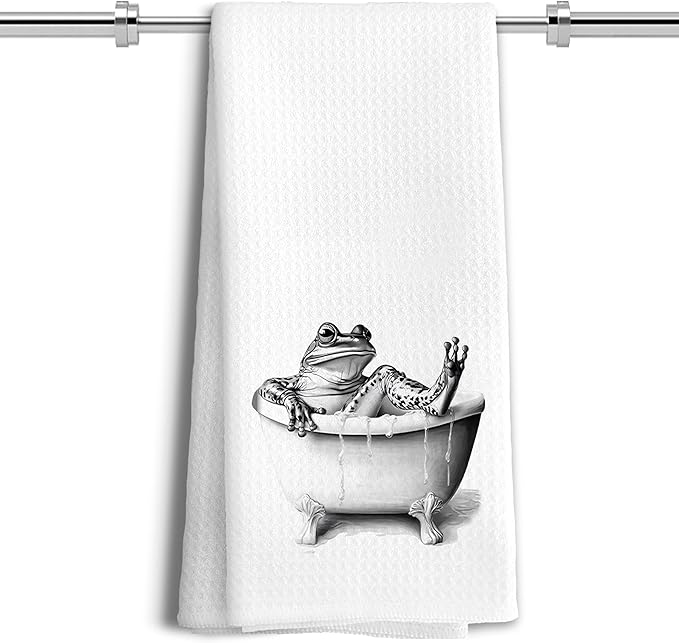 Funny Bathroom Hand Towels，Frog Gifts for Women,Frog Bathroom Decor,16x24 inch