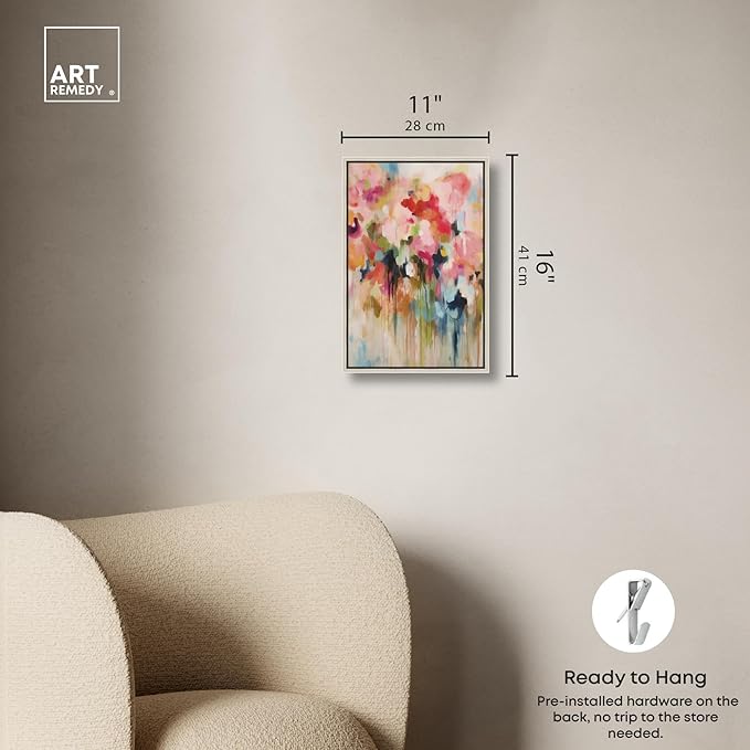 Art Remedy Soft Lush Pastel Canvas New Floral Wall Art, Silver Frame, 10" x 15"
