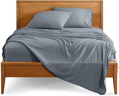 Bare Home Full Extra Long Sheet Set - 1800 Ultra-Soft Microfiber Full XL Bed Sheets - Double Brushed - Deep Pockets - Easy Fit - 4 Piece Set - Bed Sheets (Full XL, Steel Blue)