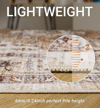 2'6" x 12'Non Slip Runner Rugs - Runners for hallways, Kitchen,Entryway,Stain Resistant Washable Rugs for Bedroom, Indoor Vintage Area Rugs (Turmeric/Grey,2'6" x 12')