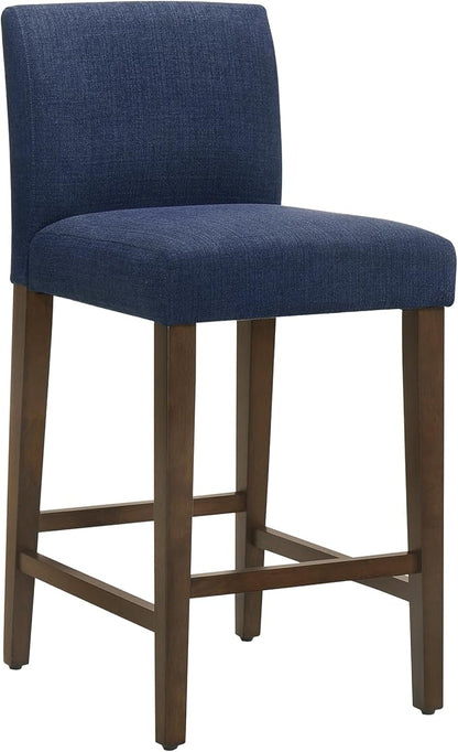 CHITA Counter Height Bar Stools Set of 3, 27" H Seat Height Upholstered Barstools, Fabric in Midnight Blue