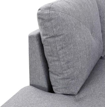 Grey L-Shaped 3-Piece Linen Sofa with Storage Ottoman Set, Sectional Couch Sofa Set for Living Room, Office, Small Space