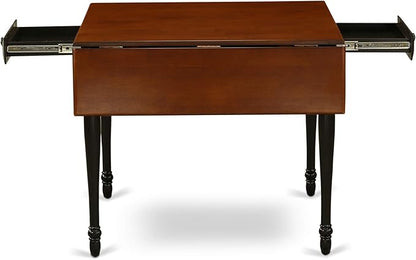 East West Furniture MZNI3-BCH-W 3 Piece Dining Table Set for Small Spaces Contains a Rectangle Dining Room Table with Dropleaf and 2 Wood Seat Chairs, 36x54 Inch, Black & Cherry