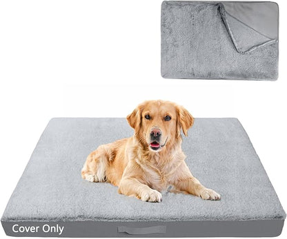 COSHNIBI Dog Bed Covers Replacement Washable,Waterproof Bed Covers Soft Plush Replacement with Zipper & Removable for Dog/Cat 44''Lx32''Wx4''H-Grey