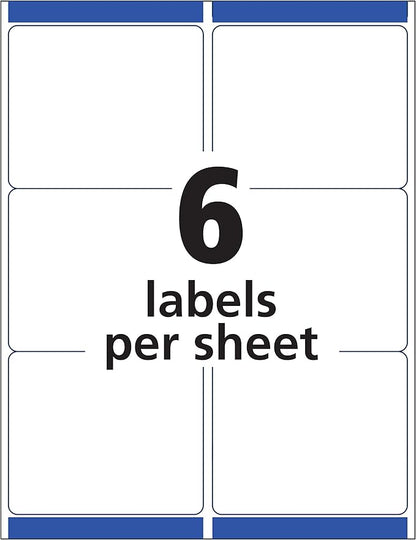 Avery Printable Shipping Labels with Sure Feed, 3-1/3" x 4", Matte Clear, 300 Blank Mailing Labels (5664)