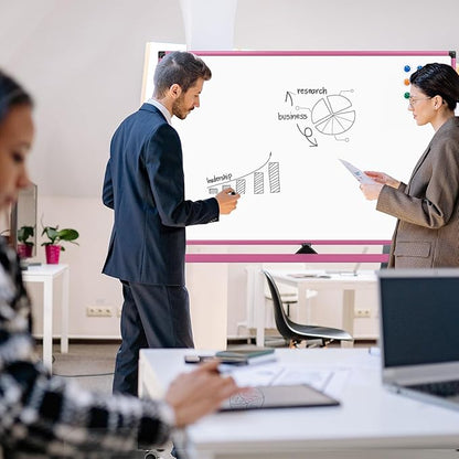 Rolling Whiteboard, 48x32 Inches Dry Erase Board with Stand, Large Mobile Whiteboard on Wheels, Standing White Board for Office, School, Home, Magnetic Double Sided White Board with Paper Pad