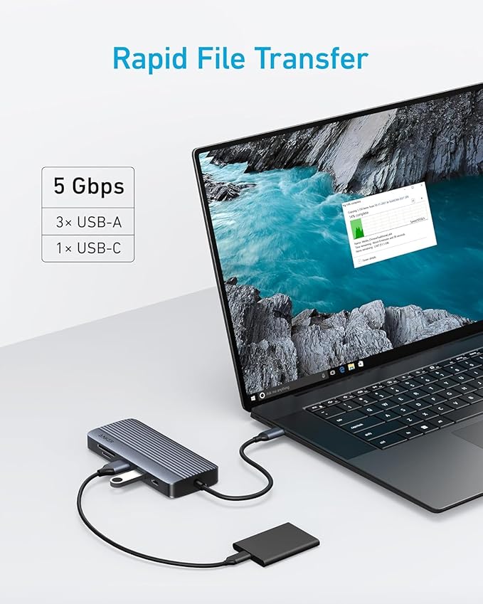 Anker 10-in-1 USB C Hub, Dual-Display USB C Docking Station, One 4K@30Hz HDMI, 1080p VGA, 100W Power Delivery, 5 Gbps USBC&A Data Ports, for Dell XPS, Dell Vostro 5320 Laptop and More