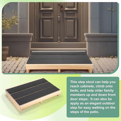 3.5" Wooden Platform Step Stool,24" Platform with Non Slip Rubber Stepping Surface for Adults & Elderly Bed Steps Wooden Mobility Stepping Stools for Bedroom, Bathroom, Kitchen, Garden