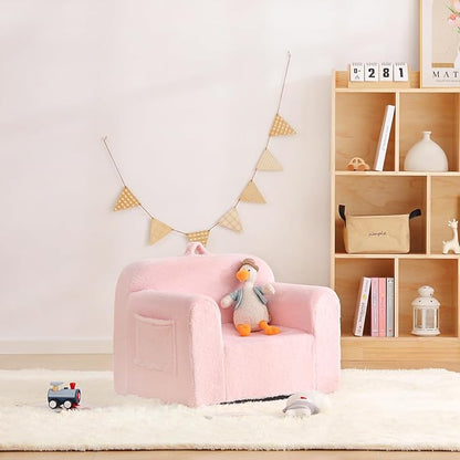 Toddler Chair Plush Kids Couch, Comfy Kids Sofa Toddler Lounger Chair for Bedroom, Convertible Toddler Couch for Girls and Boys, Reading Chair for Kids