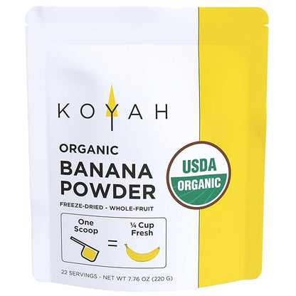 KOYAH - Organic Freeze-Dried Banana Powder (1 Scoop = 1/4 Cup Fresh): 22 Servings, 220 g (7.8 oz)