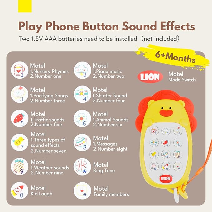 Lovvie & Joy Toddler Sofa Chair, Soft Toddler Kids Chair with Learning Toy Phone,Cloth Book and Rattle Toy,Toddler Chair Couch for Boys and Girls Ages 1+ Years Bear