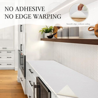 Beautysaid Shelf and Drawer Liner for Kitchen Cabinet, Non Adhesive Non Slip Shelf Paper Waterproof Washable Thickened for Dresser Pantry Shelve Bathroom Protector Liner(White,18 in x 20 FT)