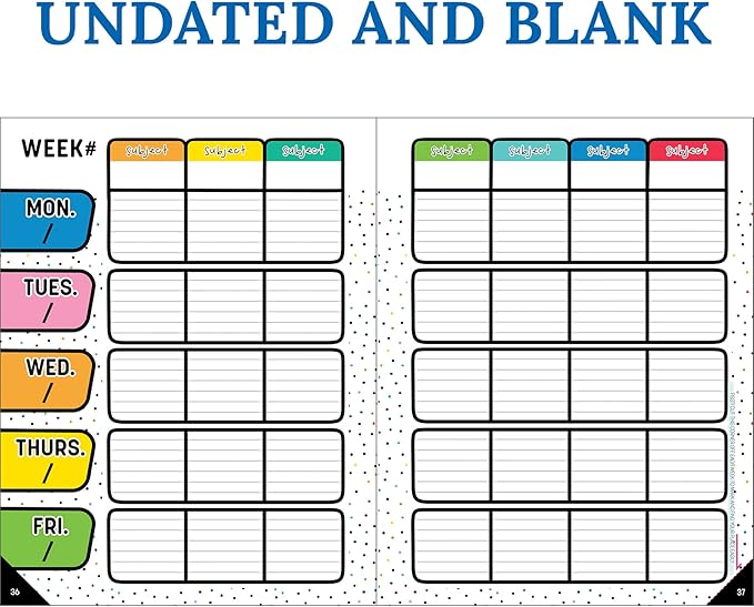 Carson Dellosa Happy Place Teacher Planner 2025-2026, Undated 8" x 11" Lesson Plan Book With Retro Stickers, Class Schedule, Weekly Calendar, Classroom Must Haves, Homeschool and School Supplies